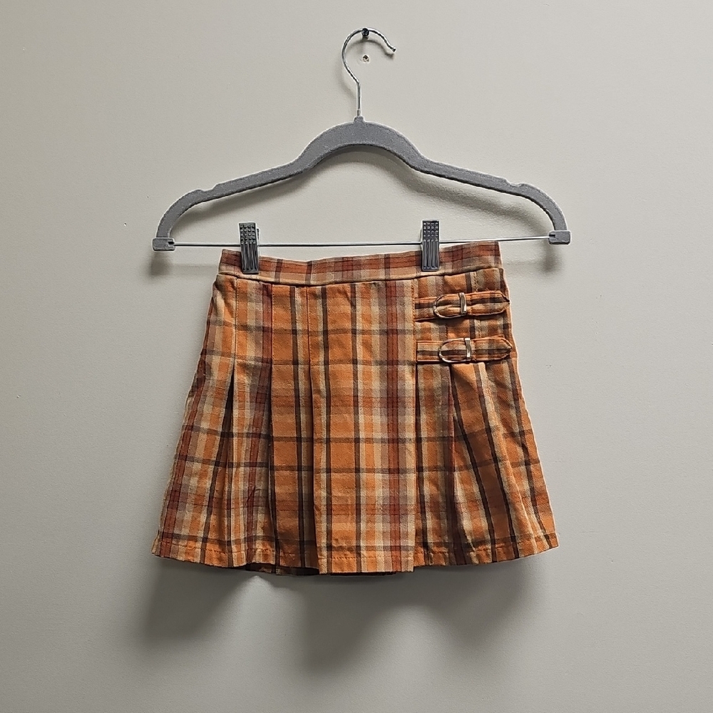Plaid Orange Mini Skirt
